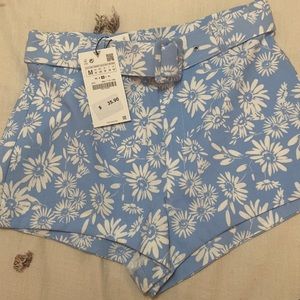 Zara floral high waist belted short